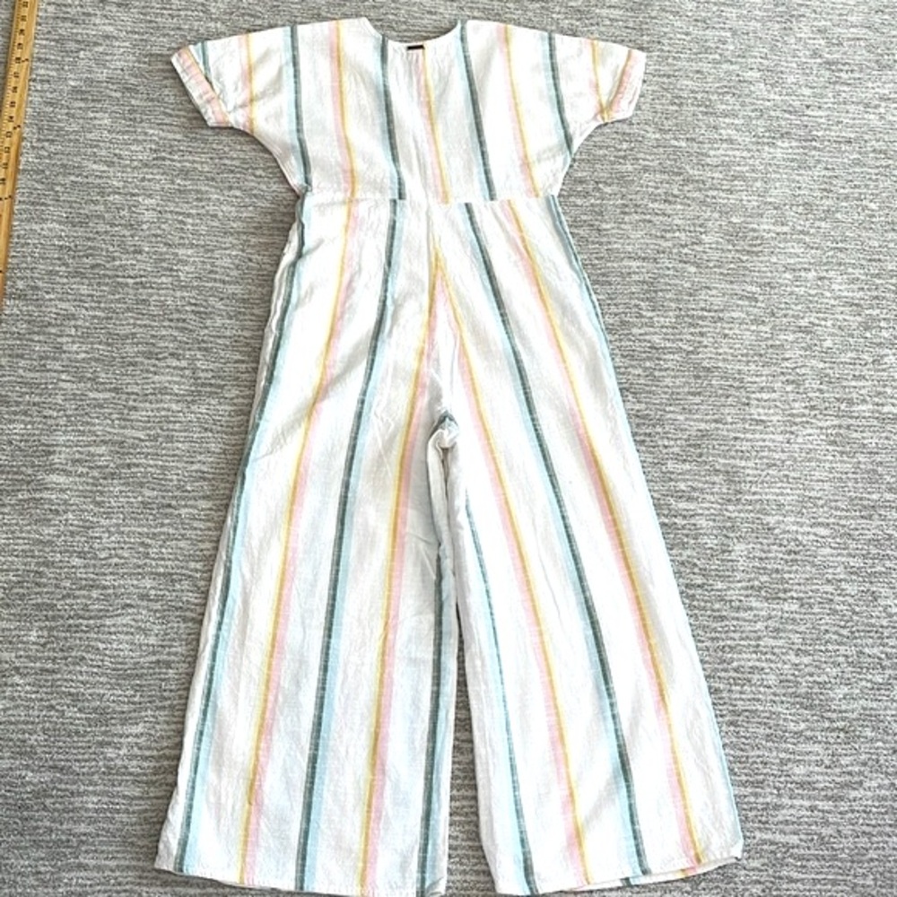 Billabong Salty Blonde Weaver Jumpsuit Size Small Rainbow Striped Crop Wide Leg - Picture 12 of 14